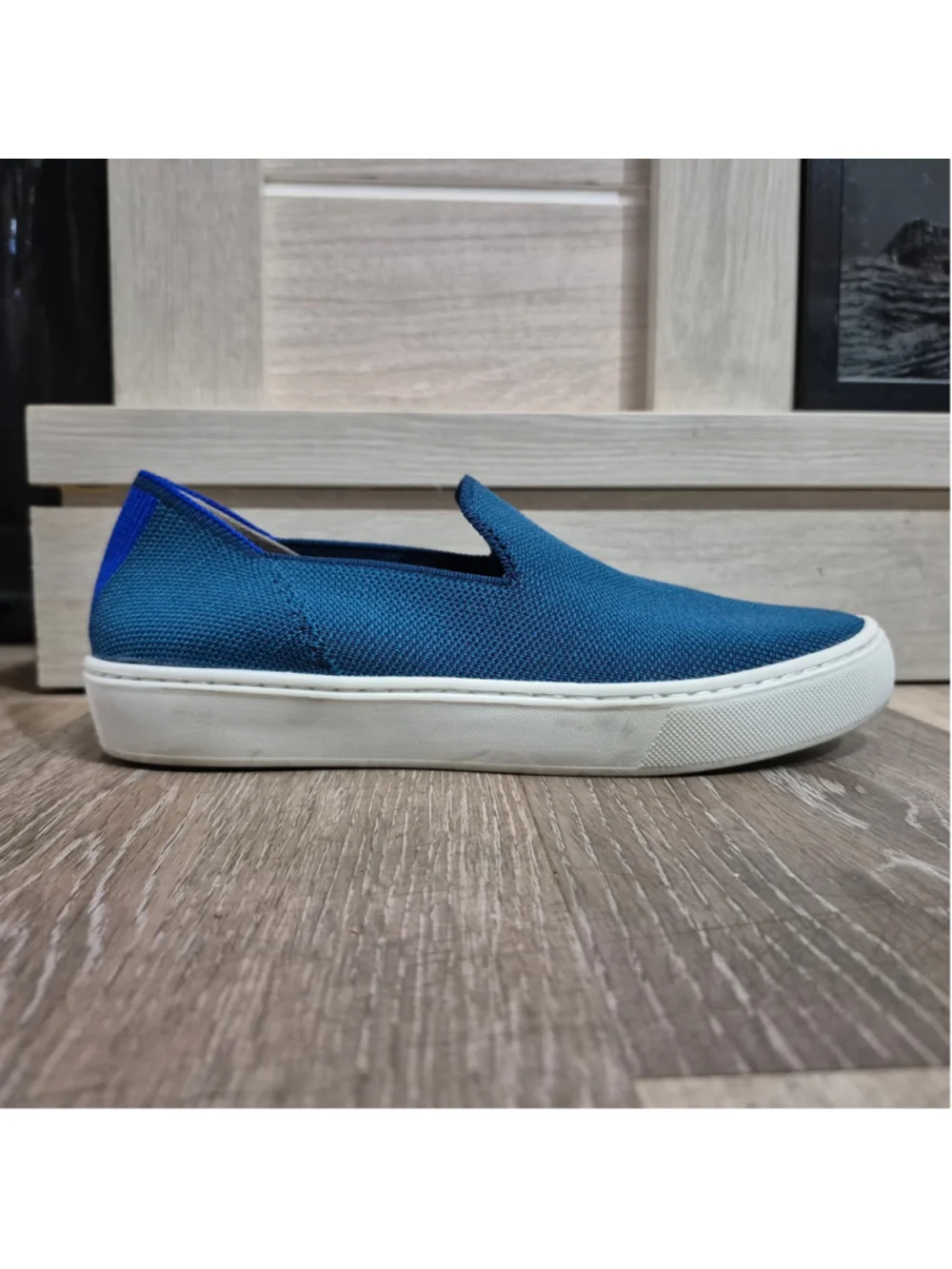 Women's Rothy's Slip-On Flats in Blue and White 5.5